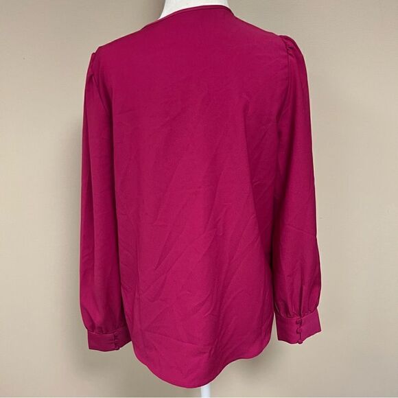 - J Crew satin crepe ruffled front pink top. Size XS - Picture 7 of 8